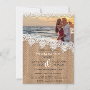 Invitation Rustic Burlap Lace Photo NOUS N'EN SOMMES PAS MOIN