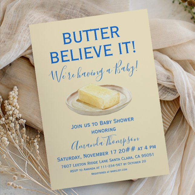 Invitation Rustic Butter Yellow Blue Boy Baby Shower (Créateur téléchargé)
