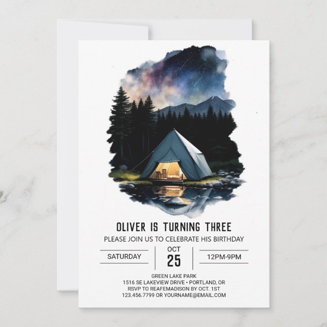 Invitation Rustic Campfire et S'Mores Anniversaire (Devant)