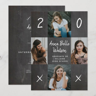 Invitation Rustic Chalk Photo Collage School Graduation Party