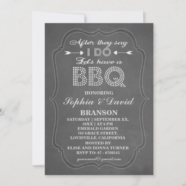 Invitation Rustic Chalkboard Après Avoir Dit Je fais BBQ Invi (Devant)