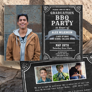 Invitation Rustic Chalkboard Graduation BBQ Party 4 Photo