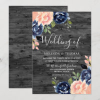 Rustic Charcoal Blush & Navy Blue Flowers Mariage