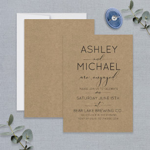 Invitation Rustic Chic Typographie Engagement Partie Invitati