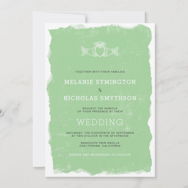 Invitation Rustic Claddagh, mariage irlandais, 3991 (Devant)
