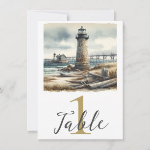 Invitation Rustic Coastal Lighthouse Seaside Beach Table