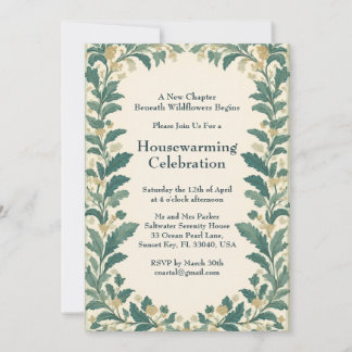 Invitation Rustic Cottagecore William Morris Art Housewarming
