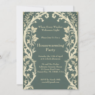 Invitation Rustic Cottagecore William Morris Art Housewarming