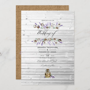 Invitation Rustic Cotton Lavender Pays Barre Mariage Photo
