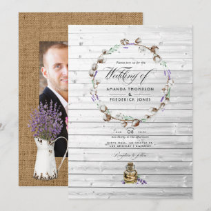Invitation Rustic Cotton Lavender Pays Barre Mariage Photo