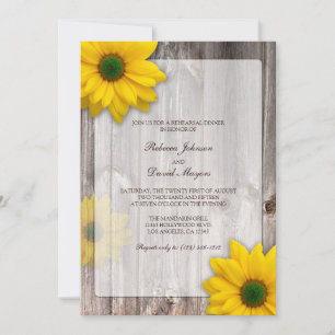 Invitation Rustic Country Barn avec Daisies Dîner de répétiti