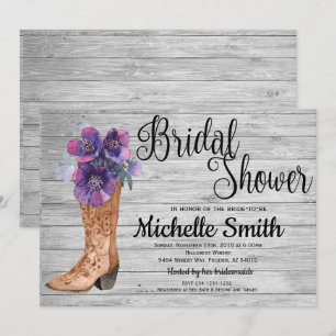 Invitation Rustic Country Bridal Purple Fête des mariées Vint