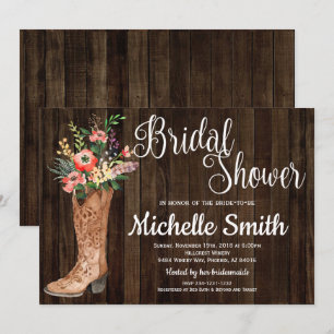Invitation Rustic Country Bridal Western Floral Fête des mari