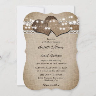 Invitation Rustic Country Burlap Lace String Mariage