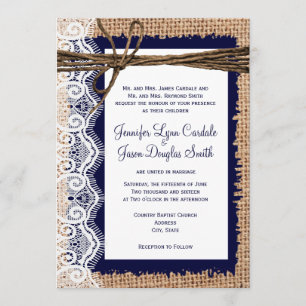 Invitation Rustic Country Burlap Lace Twine Wedding Invite