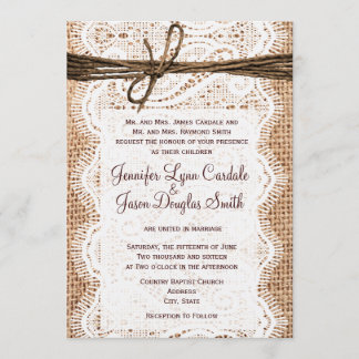 Invitation Rustic Country Burlap Lace Twine Wedding Invite