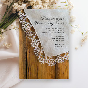 Invitation Rustic Country Dentelle Fête des Mères Brunch