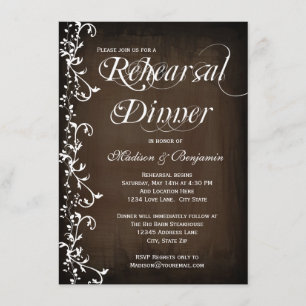 Invitation Rustic Country Dîner de répétition Brown Invitatio