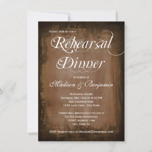 Invitation Rustic Country Dîner de répétition Brown Invitatio