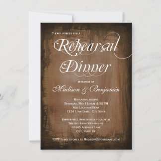 Invitation Rustic Country Dîner de répétition Brown Invitatio
