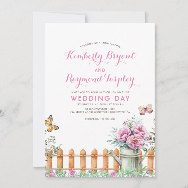Invitation Rustic Country Farmhouse Floral Garden Mariage (Devant)