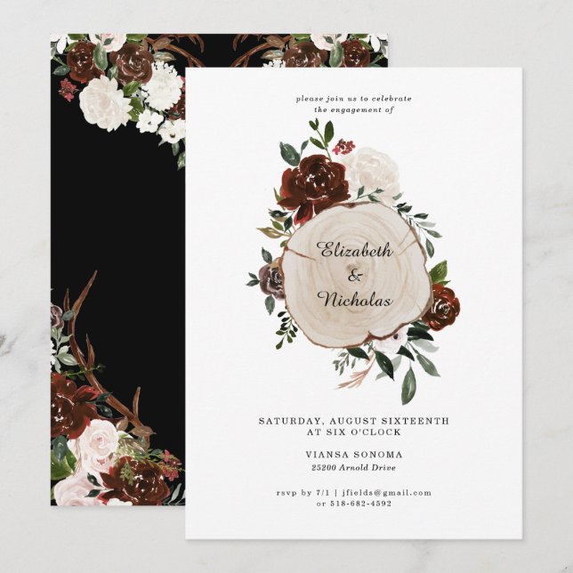 Invitation Rustic Country Floral Mariage (Devant / Derrière)