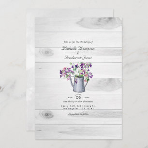 Invitation Rustic Country Garden Floral QR Code RSVP Mariage