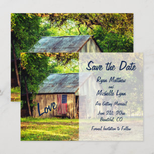 Invitation Rustic Country Grange American Flag Enregistrer la