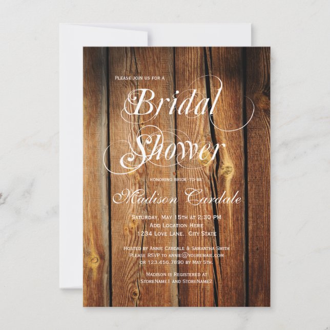 Invitation Rustic Country Grange Bois Bridal Douche Invitatio (Devant)