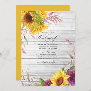 Invitation Rustic Country Grange Tournesol Mariage Photo