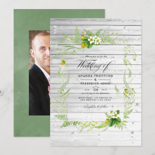 Invitation Rustic Country Grange Verdure Mariage Photo