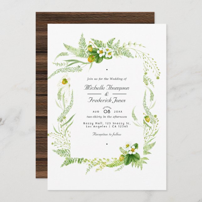 Invitation Rustic Country Grange Verdure QR Code RSVP Mariage (Devant / Derrière)