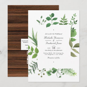 Invitation Rustic Country Grange Verdure QR Code RSVP Mariage