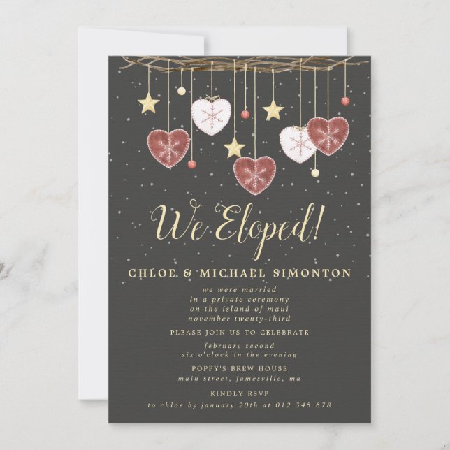 Invitation Rustic Country Heart Nous Avons Été Elopement Réce (Devant)
