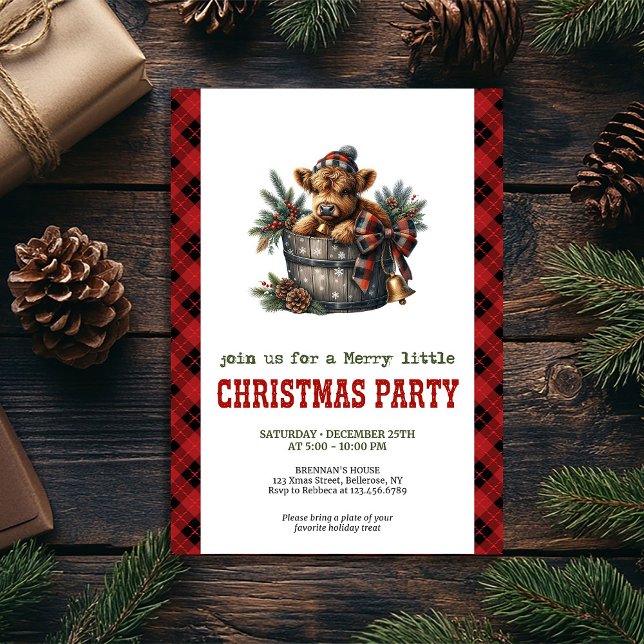 Invitation Rustic country highland cow Christmas celebration (Rustic country highland cow Christmas celebration)