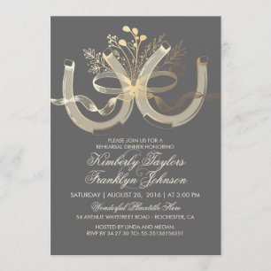 Invitation Rustic Country Horseshoe Dîner De Répétition D'Or