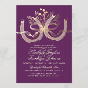 Invitation Rustic Country Horseshoes Gold Engagement Party