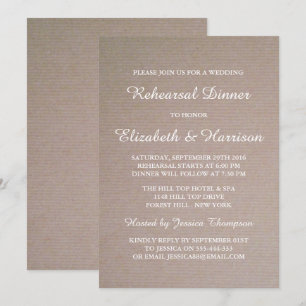 Invitation Rustic Country Kraft Dîner de répétition Mariage