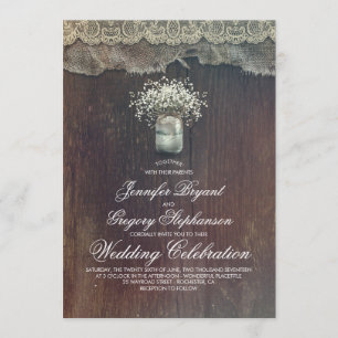 Invitation Rustic Country Mason Jar et le Mariage du souffle