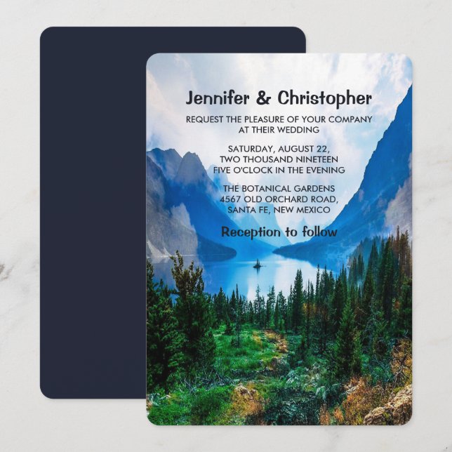 Invitation Rustic Country Mountains Pittoresque Nature Mariag (Devant / Derrière)