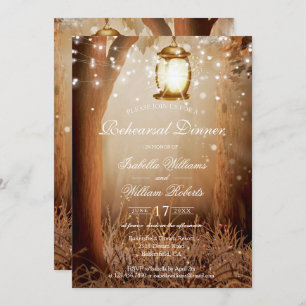 Invitation Rustic Country Tree String Lights Dîner de répétit