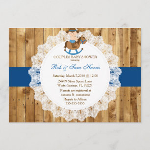 Invitation Rustic Country Vintage Baby shower de bois Invitat