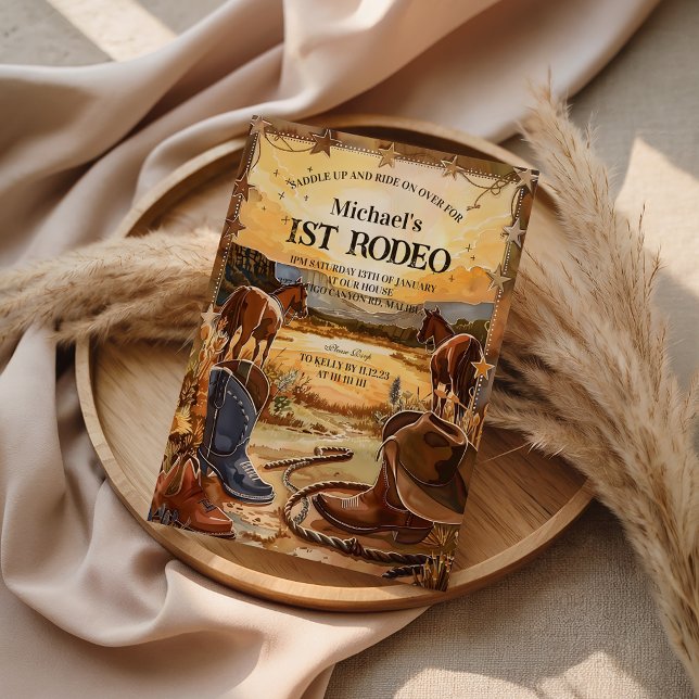 Invitation Rustic Cowboy Rodeo 1st Birthday Theme (Créateur téléchargé)