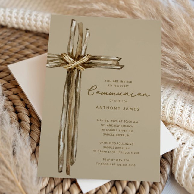 Invitation Rustic Cross Communion (Créateur téléchargé)