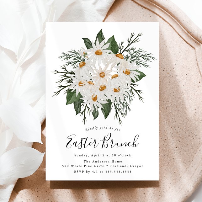 Invitation Rustic Daisy Bouquet Brunch de Pâques (Créateur téléchargé)