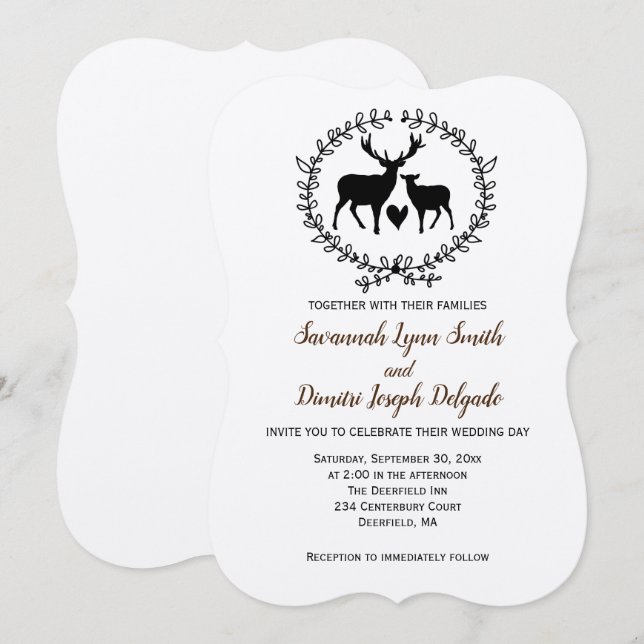 Invitation Rustic Deer Kraft Mariage (Devant / Derrière)
