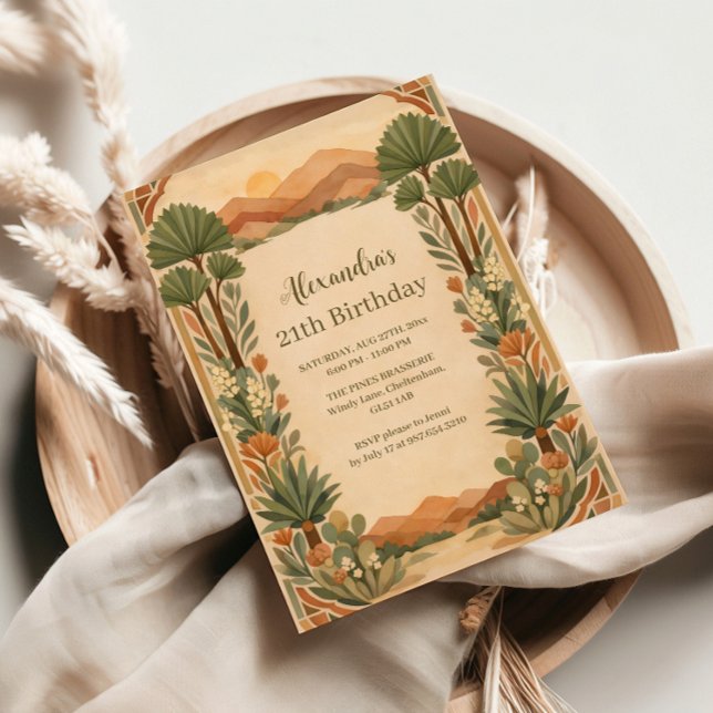 Invitation Rustic Desert Florals Birthday (Créateur téléchargé)