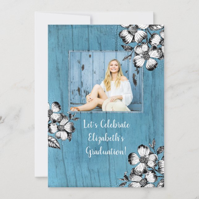 Invitation Rustic Dogwood Flower Graduation Party Grad Photo (Devant)