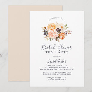 Invitation Rustic Earth Florals Fête des mariées Tea Party