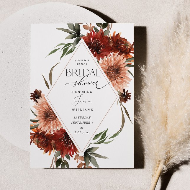 Invitation Rustic Earth Florals Fête des mariées V3b (Créateur téléchargé)